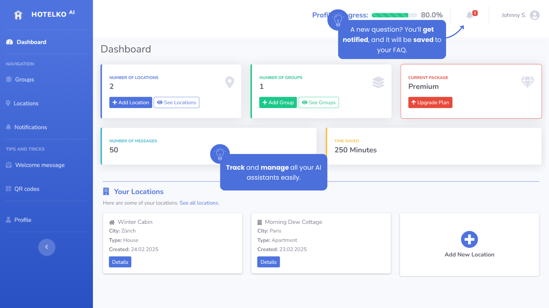 Manage interface
